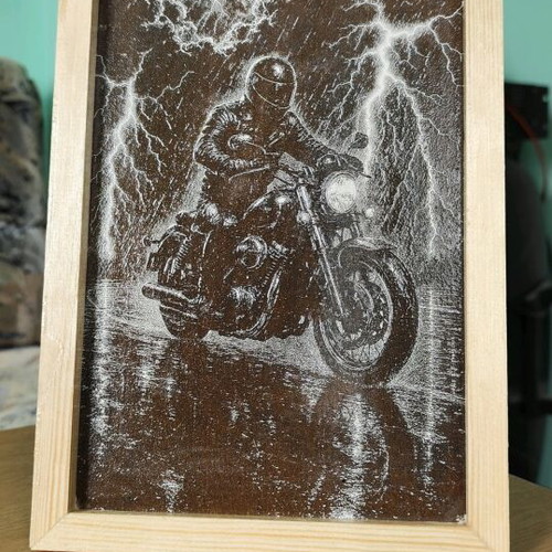 Laser Engraved Painting with Lacquered Wooden Frame New