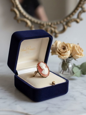 Antique cameo ring used, 14k gold, Vintage Atelier