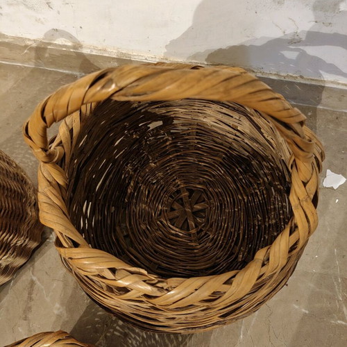 Handmade baskets used, two large and one smaller