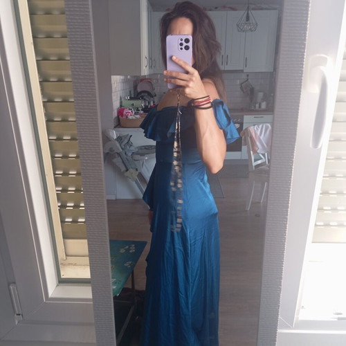 Shein satin evening dress, blue, size M