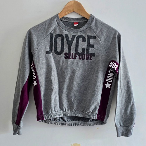 Joyce children's sweatshirt size 12, grey and purple, self-love