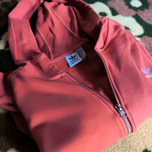 Adidas jacket orange size M like new with hood