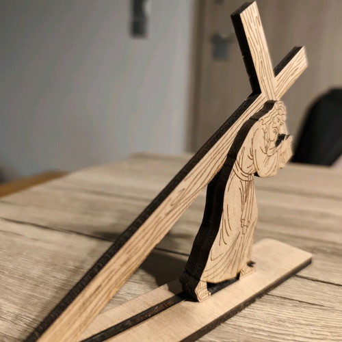 Handmade wooden decorative figure Christ Carrying the Cross new