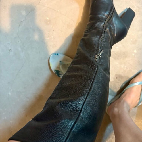 Leather boots with fur used, size 38, black