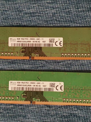 Μνήμες RAM Hynix 16GB (2x8GB) DDR4 2666V σαν καινούργιες για desktop