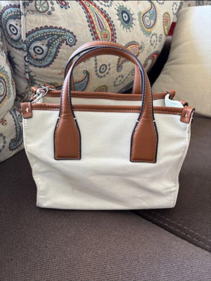 Zara canvas bag with leather details like new, beige and brown