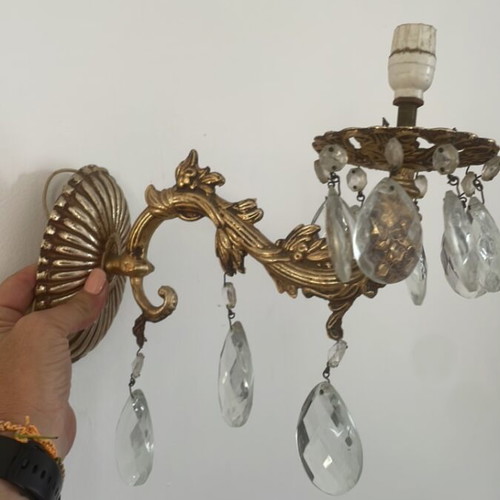 Vintage brass wall lights set of 2, like new