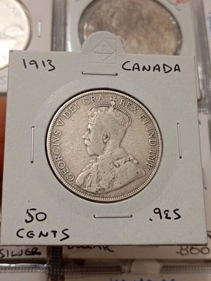 50 cents Καναδά 1913 ασημένιο μεταχειρισμένο