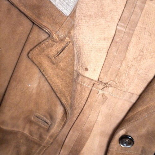 Vintage Castor Leather Jacket with Knit Collar Size S/M used, beige light brown