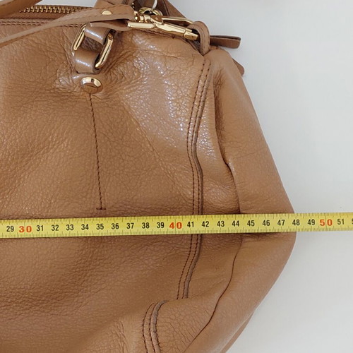 Nicoli leather women's handbag used, beige, large size