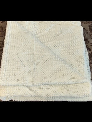 Handmade knitted vintage blanket white 1.88×1.93 new