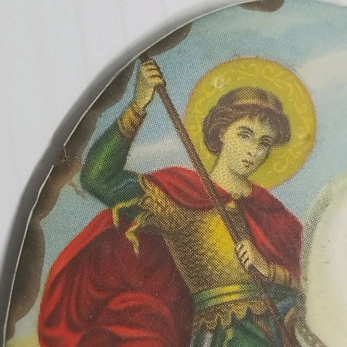 Set of 3 used vintage oval metal religious images