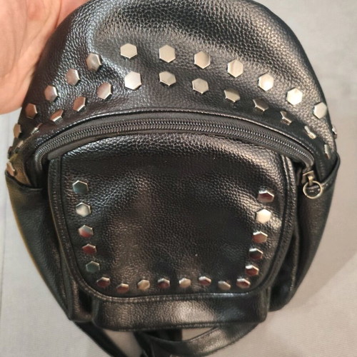 Black faux leather backpack like new with studs