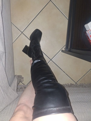 Black over-the-knee boots, size 36