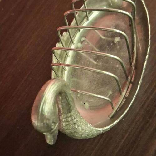 Vintage Art Nouveau Metal Swan Toast Holder like new
