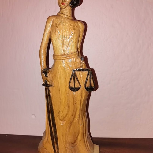 Wooden statue of Themis goddess of justice like new