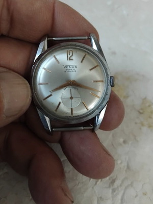 Ρολόι Venus Super 19 jewels μεταχειρισμένο, ανδρικό, ασημί