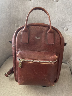 Osprey leather backpack used, brown ladies bag