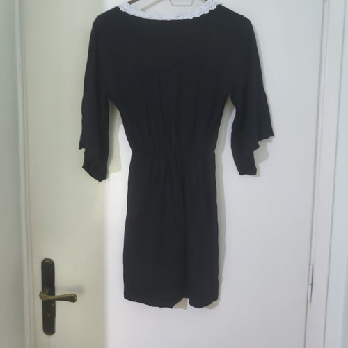 Black mini dress with lace one size like new