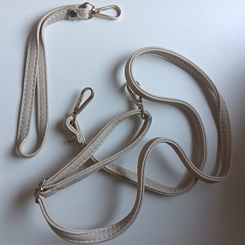 Beige shoulder or crossbody bag with two straps