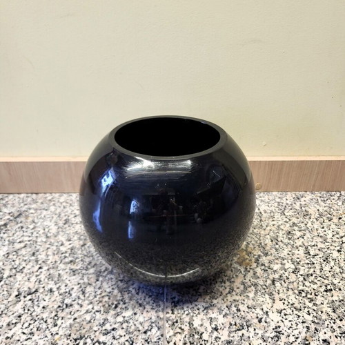 Black Glass Vase Sphere like new, minimal decor