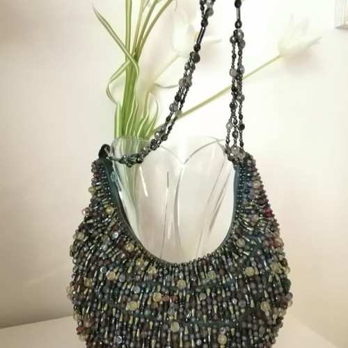 Accessorize shoulder bag authentic used multicolor with embroidery and velvet
