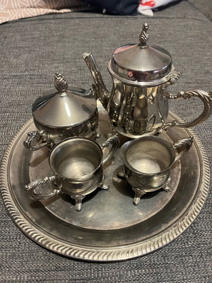Silver-plated set on tray like new