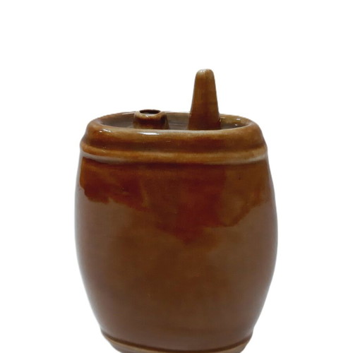 Vintage Bulgarian folk glazed ceramic flask like new, 17 cm
