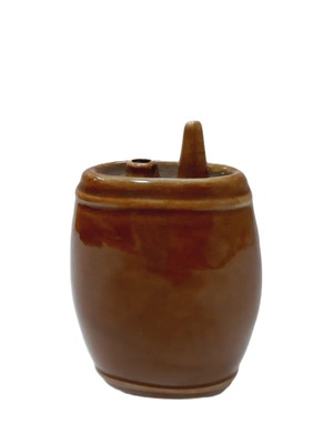 Vintage Bulgarian folk glazed ceramic flask like new, 17 cm