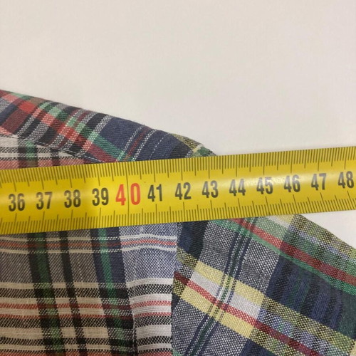 Ralph Lauren Oxford shirt, custom fit, green plaid, dark blue pony, size S