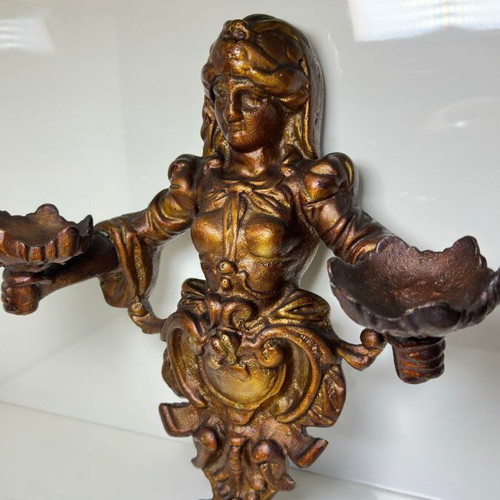 Metal wall candle holder baroque style used