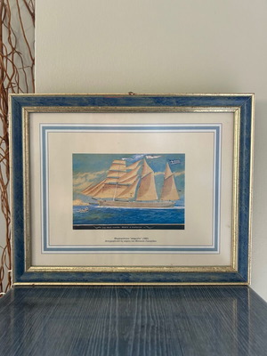Print used, reproduction of historic sailing ship Asimoula (1880)