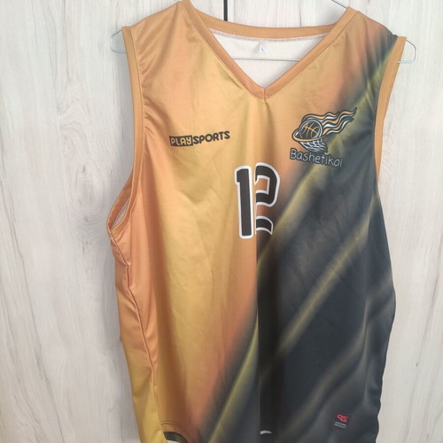 Play Sports men's basketball jersey L ochre/black number 12