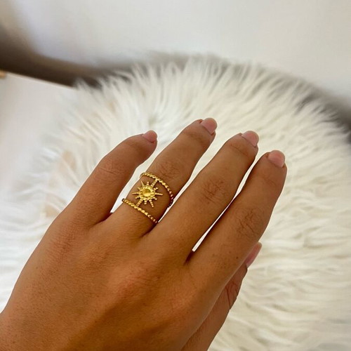 Sun ring adjustable, new, gold color