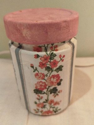 Glass jar with decoupage technique like new, decorative or storage