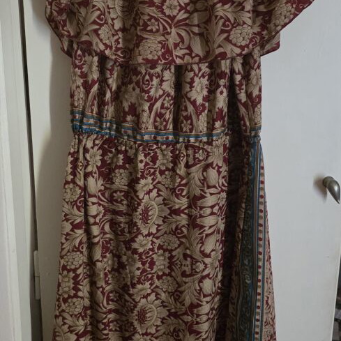 Boho asymmetrical dress like new, multicolor, 80% silk 20% rayon