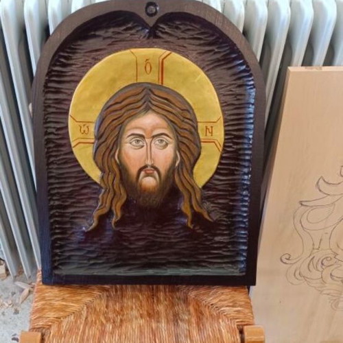 Carved religious icon new, wood