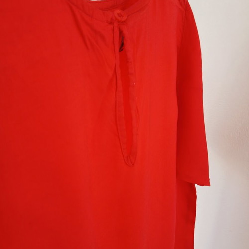 Short-sleeve red rayon top large new