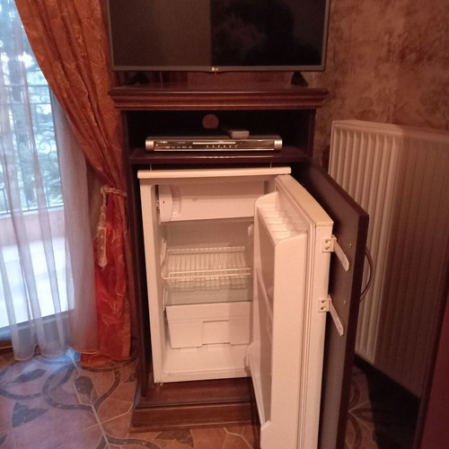 TV furniture and mini bar fridge used, mahogany for professional use