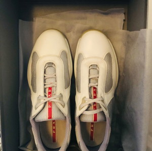 Prada America's Cup Sneakers, white-grey.