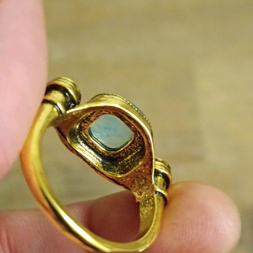 Artisan vintage women's ring steel with pink tourmaline stone size 61/19.4 new
