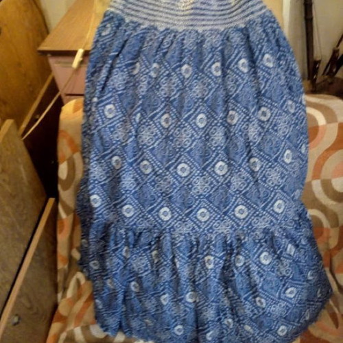 Blue Boho Printed Skirt like new, elasticated waistband, midi length