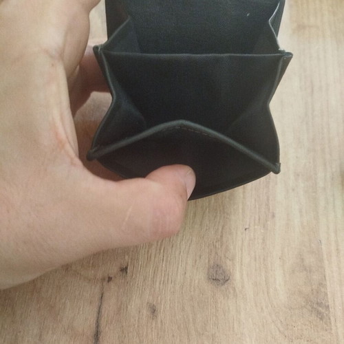 Leather wallet new, small 8x8 cm, black