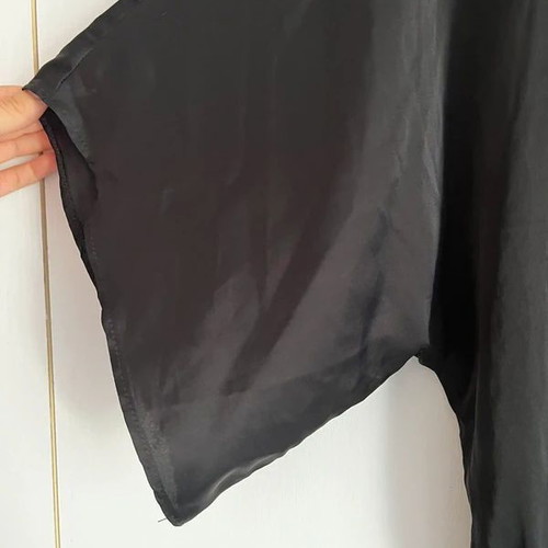 Black satin summer short-sleeve jumpsuit Deppy Joo, size S-M