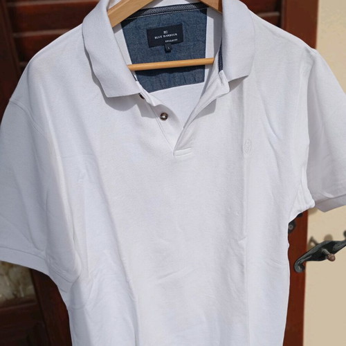 Blue Harbour cotton polo shirt size L like new, white