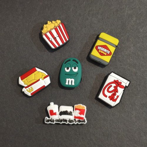 Foodie Crocs charms pins Jibbitz set like new, white and red