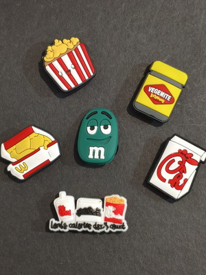 Foodie Crocs charms pins Jibbitz set like new, white and red
