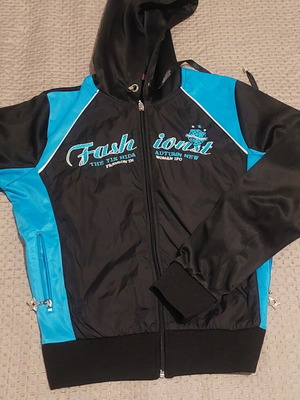 Sportswear set jacket and pants used, black and blue, size XL