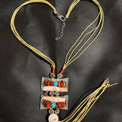 Handmade Boho Necklace like new with colourful beads and semi-precious stones