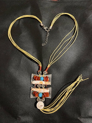 Handmade Boho Necklace like new with colourful beads and semi-precious stones